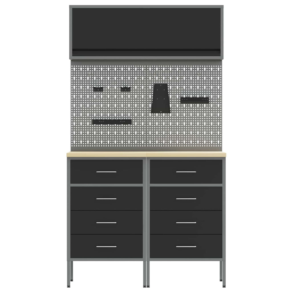Arbeitsschrankset mit Schubladen mit Regal 5 pcs Schwarz