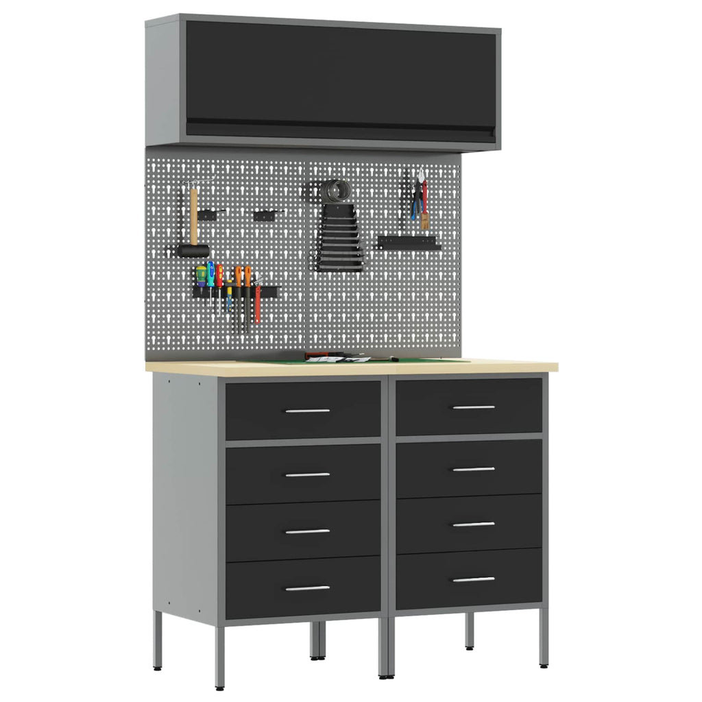 Arbeitsschrankset mit Schubladen mit Regal 5 pcs Schwarz