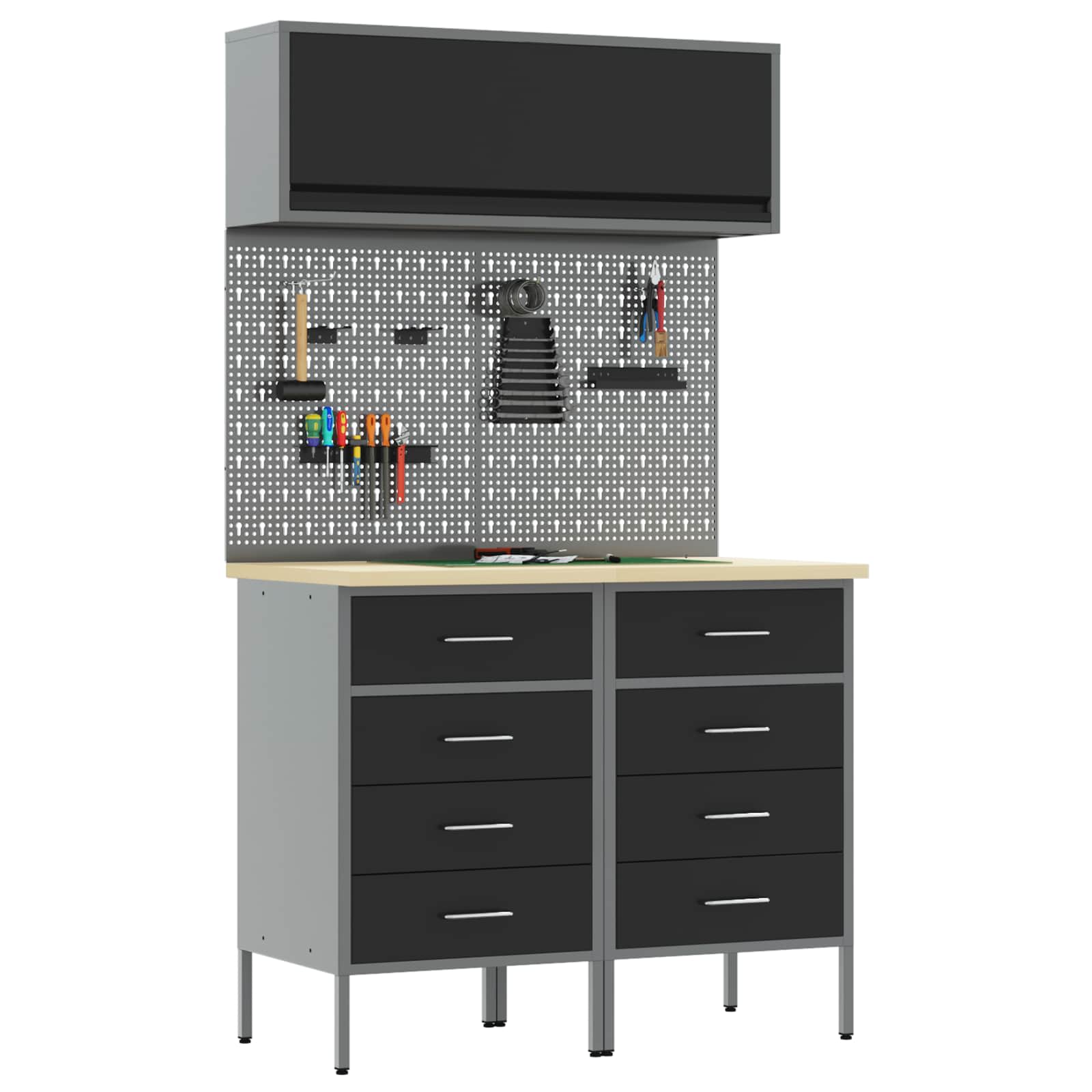 Arbeitsschrankset mit Schubladen mit Regal 5 pcs Schwarz