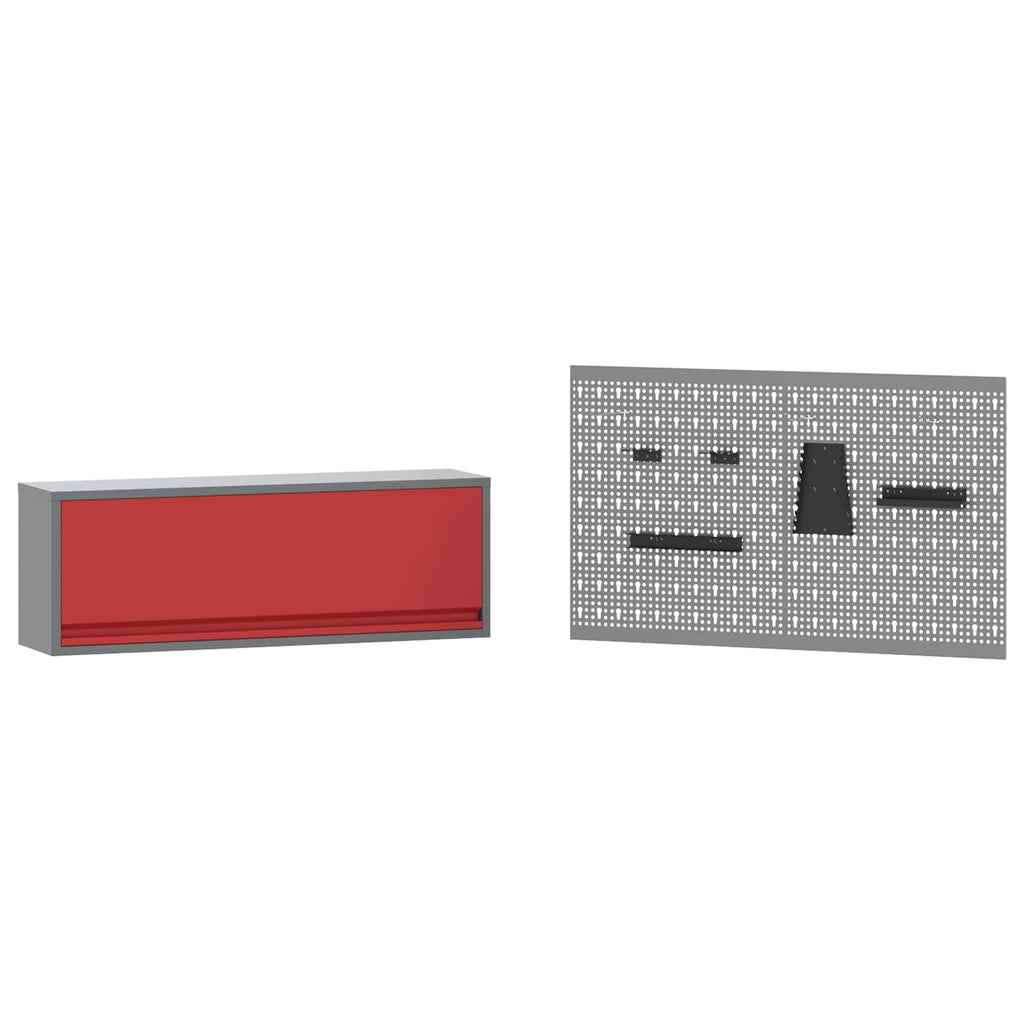 Arbeitsschrankset mit Schubladen mit Regal 5 pcs Rot