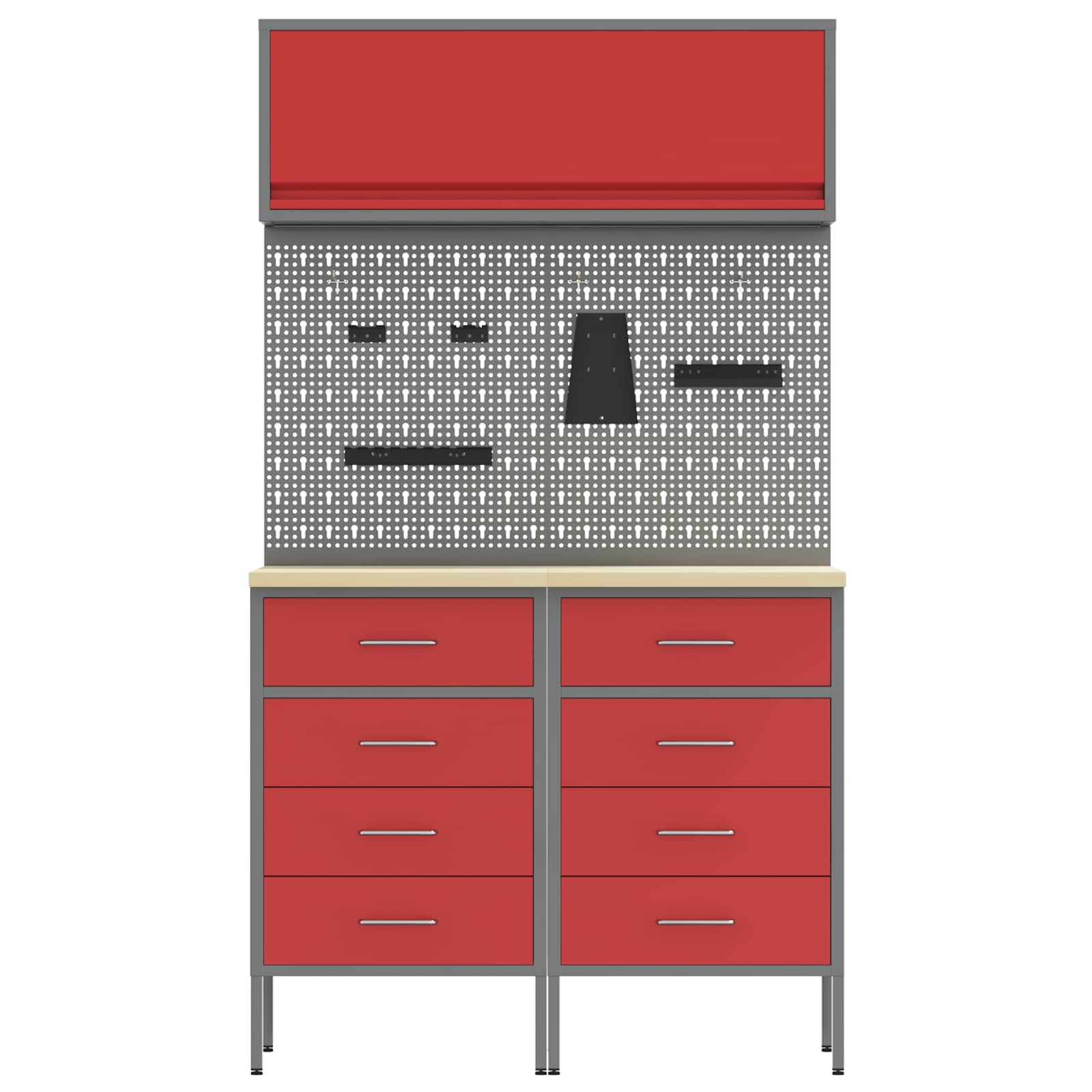 Arbeitsschrankset mit Schubladen mit Regal 5 pcs Rot