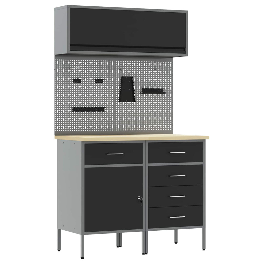 Arbeitsschrankset mit Schubladen mit Regal 5 pcs Schwarz