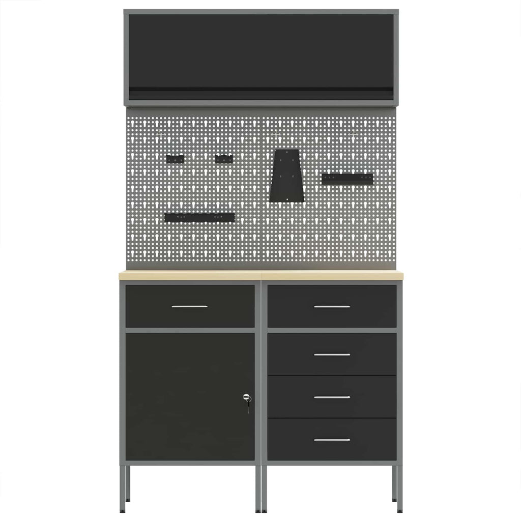 Arbeitsschrankset mit Schubladen mit Regal 5 pcs Schwarz