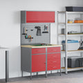Arbeitsschrankset mit Schubladen mit Regal 5 pcs Rot