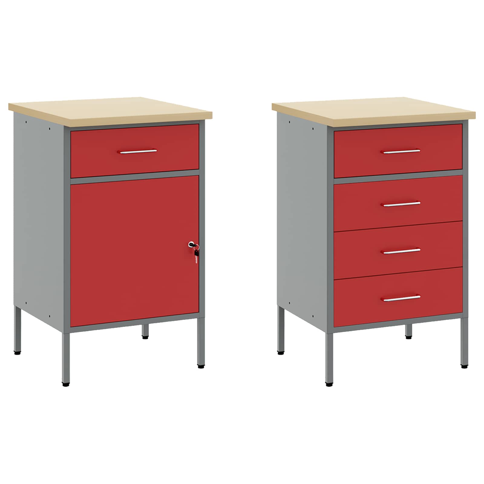 Arbeitsschrankset mit Schubladen mit Regal 5 pcs Rot