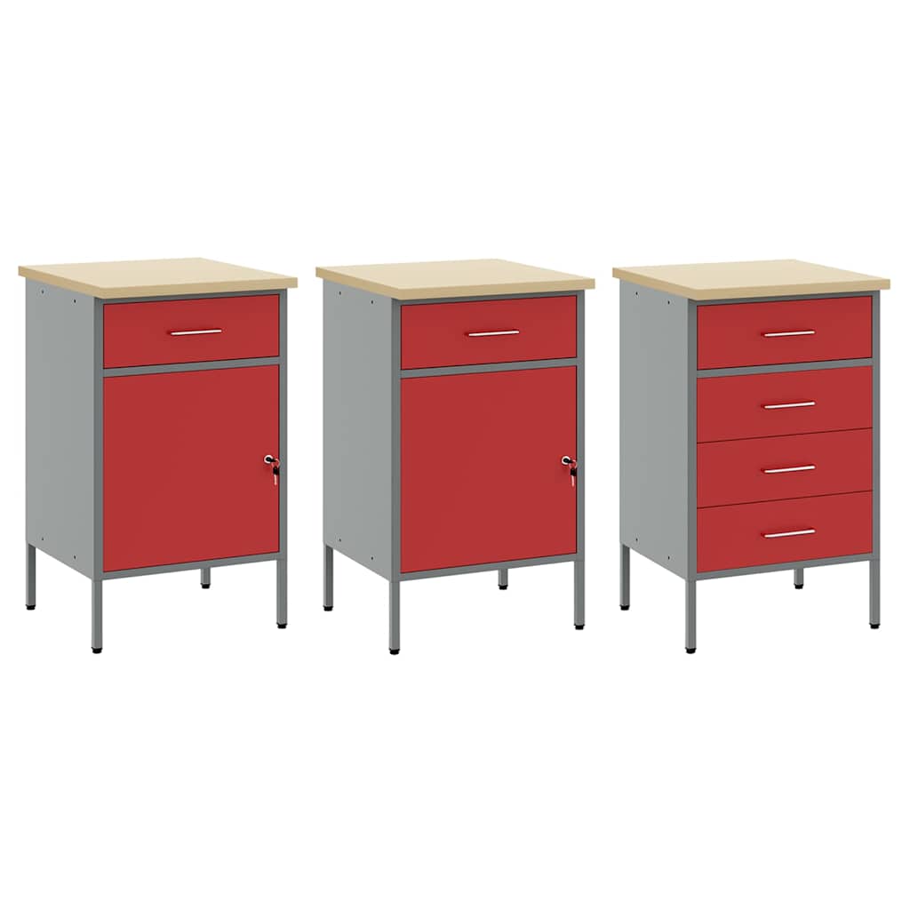 Arbeitsschrankset mit Schubladen mit Speicher 8 pcs Rot