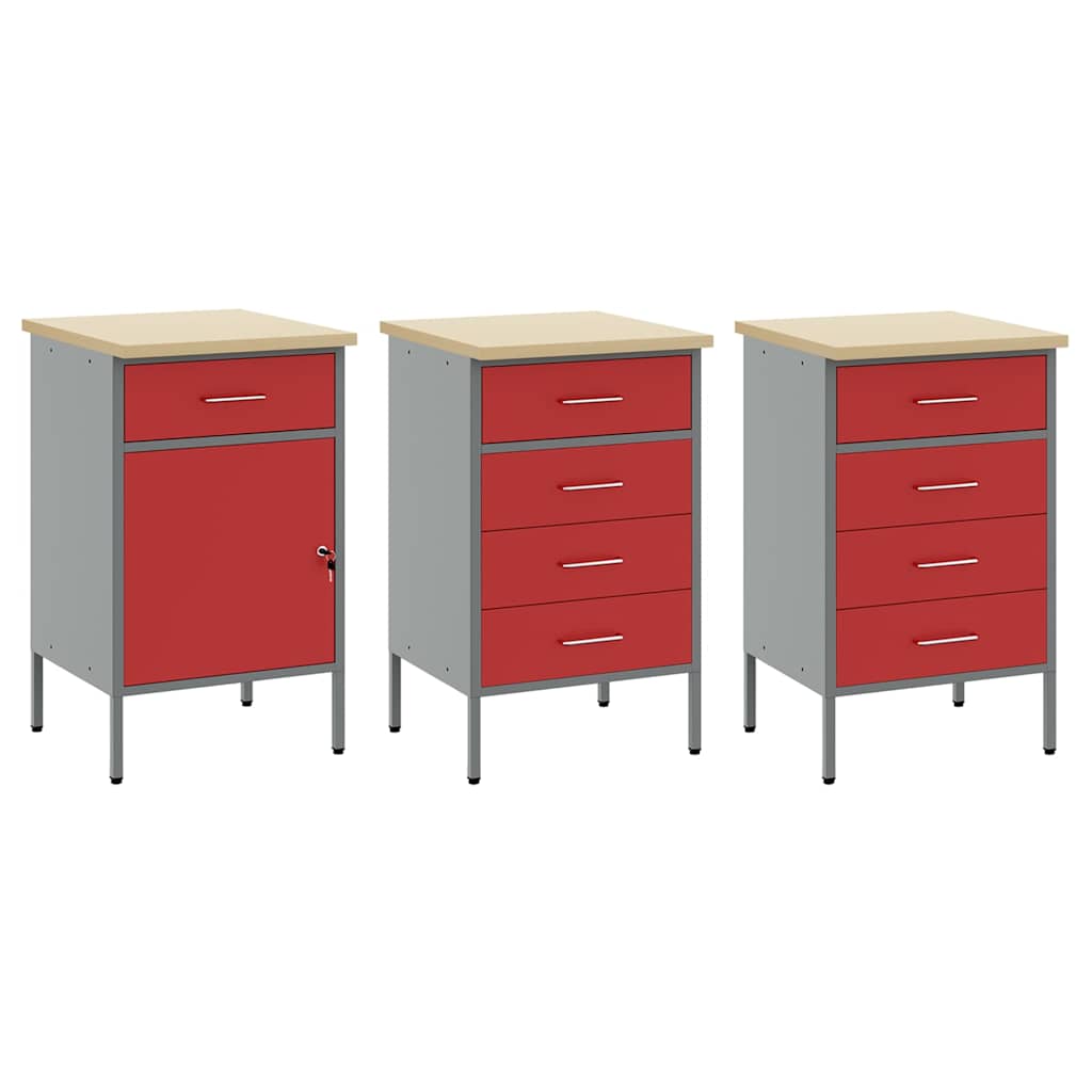 Arbeitsschrankset mit Schubladen mit Speicher 8 pcs Rot