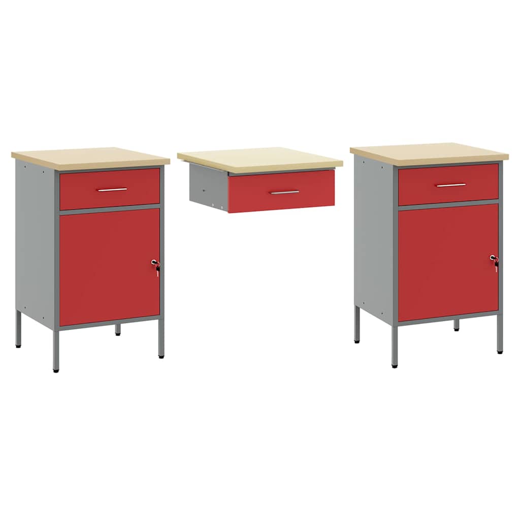 Arbeitsschrankset mit Schubladen mit Speicher 8 pcs Rot