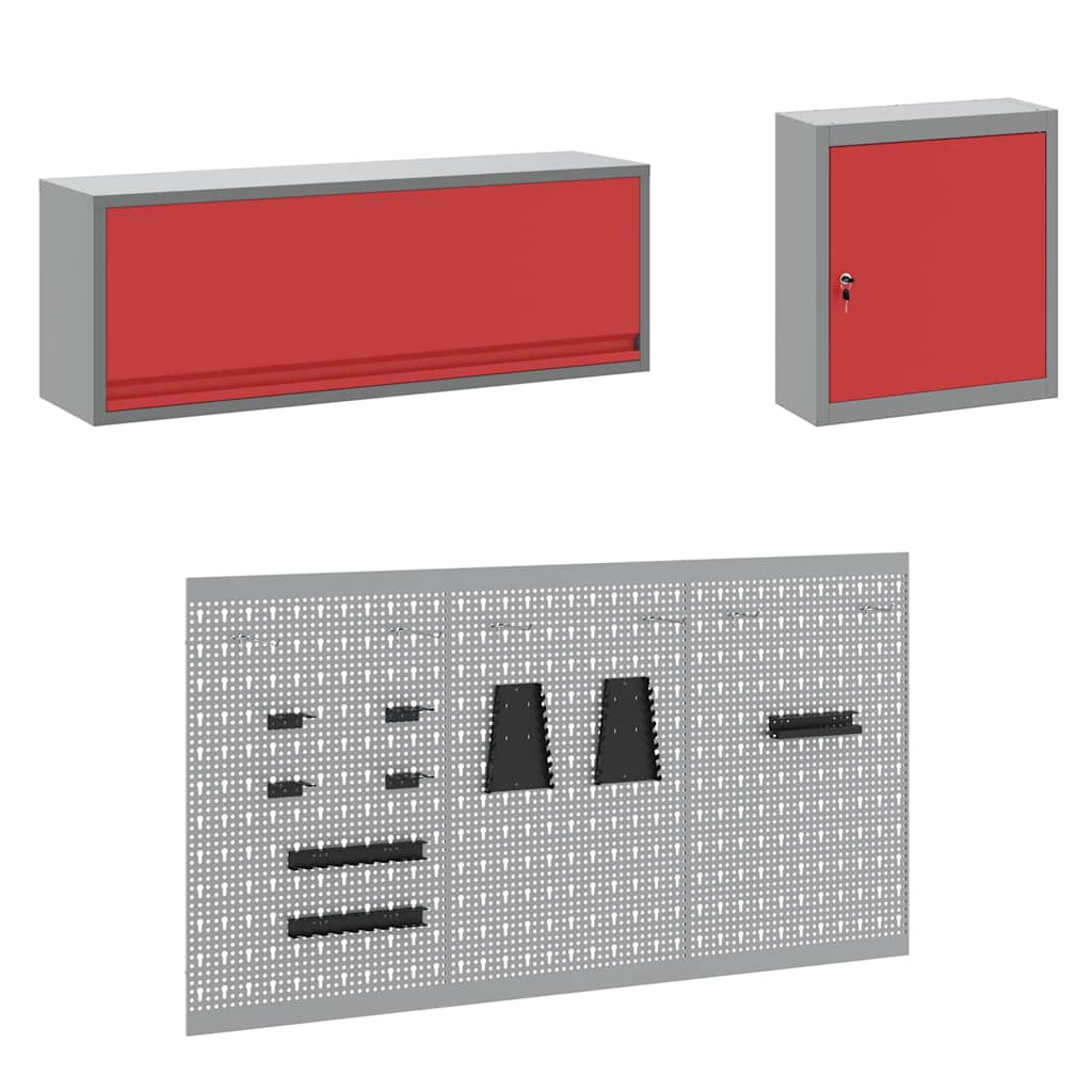 Arbeitsschrankset mit Schubladen mit Speicher 8 pcs Rot