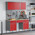 Werkbank mit Schubladen 8 pcs Rot Ingenieure Holz und Stahl