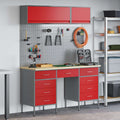 Arbeitsschrankset mit Schubladen mit Speicher 8 pcs Rot