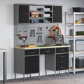 Werkbank mit Schubladen 8 pcs Schwarz Ingenieure Holz und Stahl