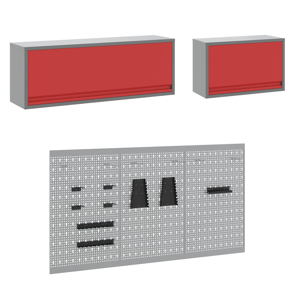 Arbeitsschrankset mit Schubladen mit Speicher 8 pcs Rot