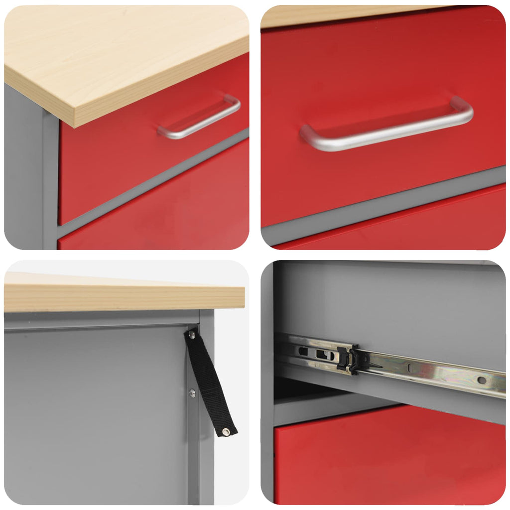Arbeitsschrankset mit Schubladen mit Speicher 10 pcs Rot