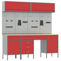 Arbeitsschrankset mit Schubladen mit Speicher 10 pcs Rot