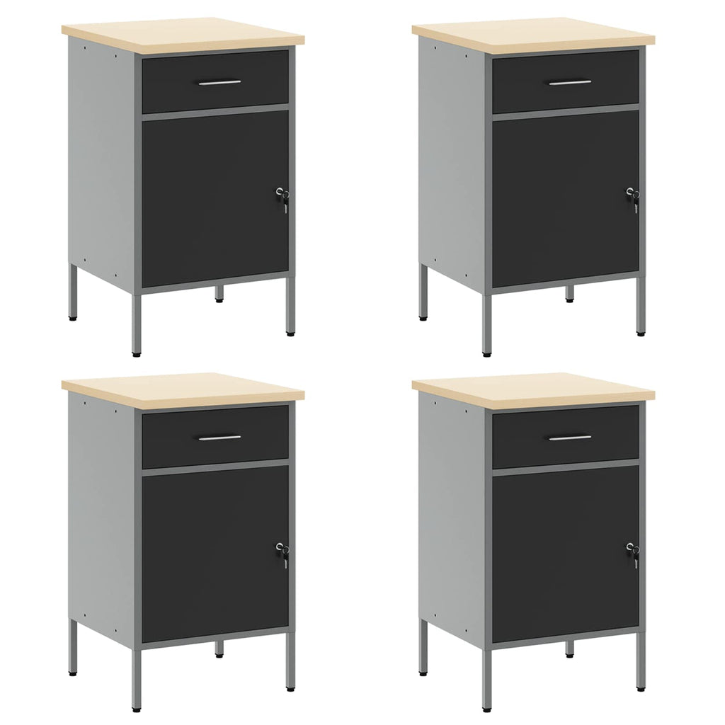 Arbeitsschrankset mit Schubladen mit Speicher 10 pcs Schwarz