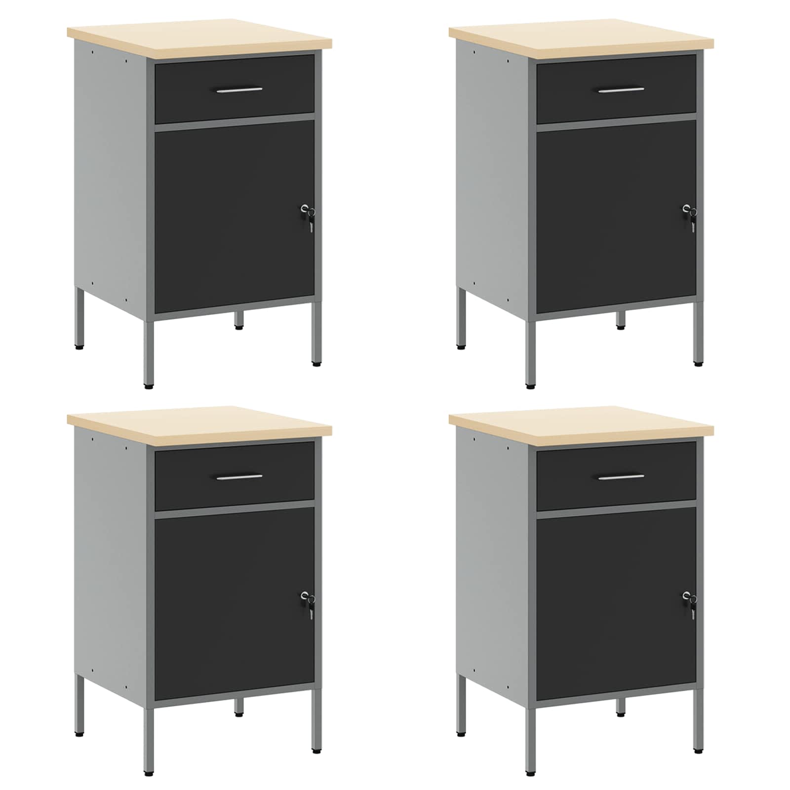 Arbeitsschrankset mit Schubladen mit Speicher 10 pcs Schwarz