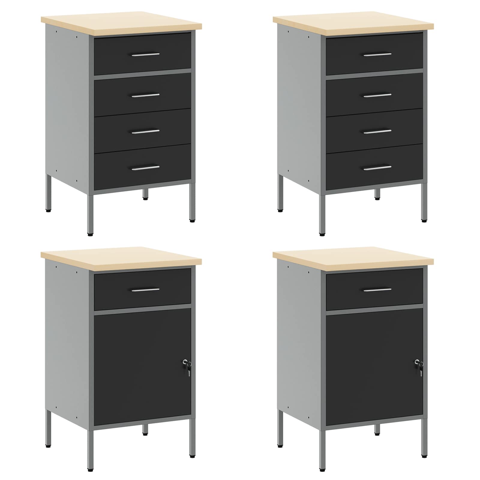 Arbeitsschrankset mit Schubladen mit Speicher 10 pcs Schwarz