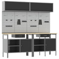 Werkbank-Set 8 pcs Schwarz und Grau Pulverbeschichteter Stahl