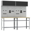 Werkbank-Set 8 pcs Schwarz und Grau Pulverbeschichteter Stahl