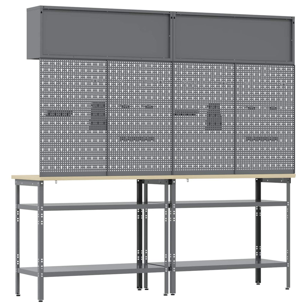 Werkbank-Set 8 pcs Schwarz und Grau Pulverbeschichteter Stahl