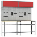 Werkbank-Set 8 pcs Rot und Grau Pulverbeschichteter Stahl