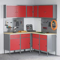 Arbeitsschrankset mit Schubladen mit Regal 12 pcs Rot und Grau