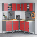 Arbeitsschrankset mit Schubladen mit Regal 12 pcs Rot und Grau