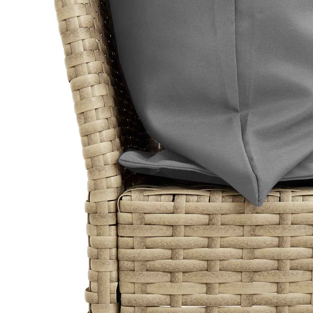 Gartensofa mit Kissen Beige Poly Rattan