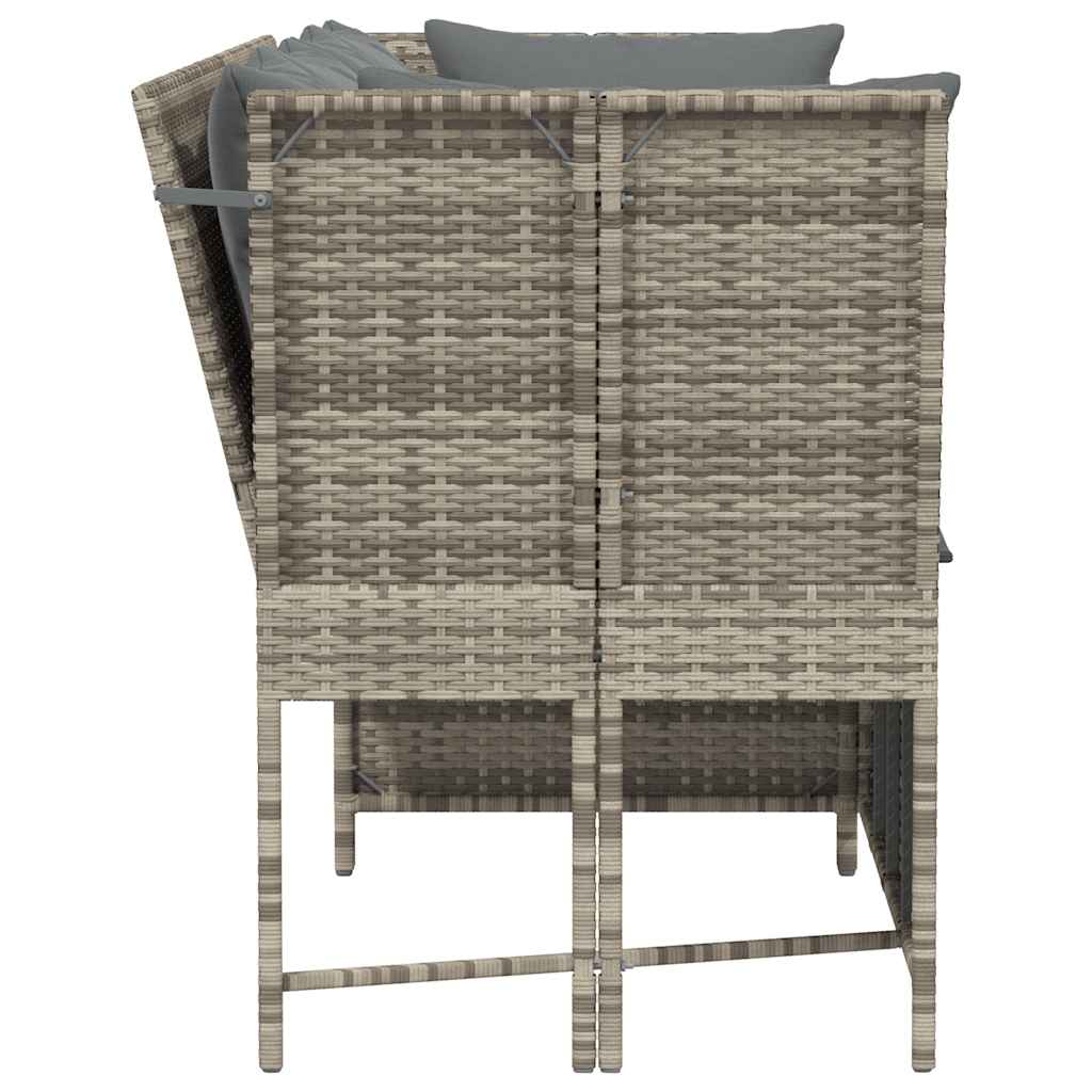 Gartensofa mit Kissen Hellgrau Poly Rattan