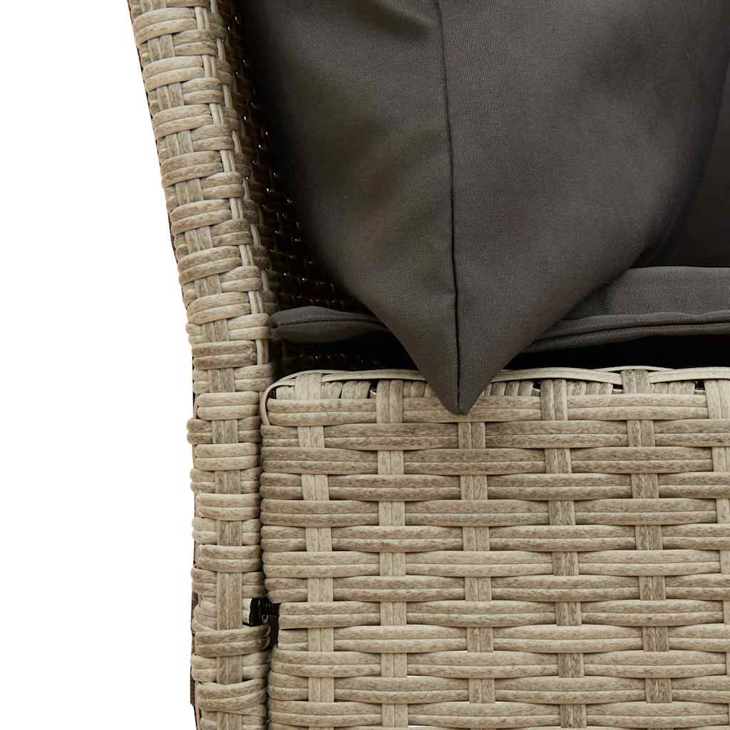 Gartensofa mit Kissen Hellgrau Poly Rattan