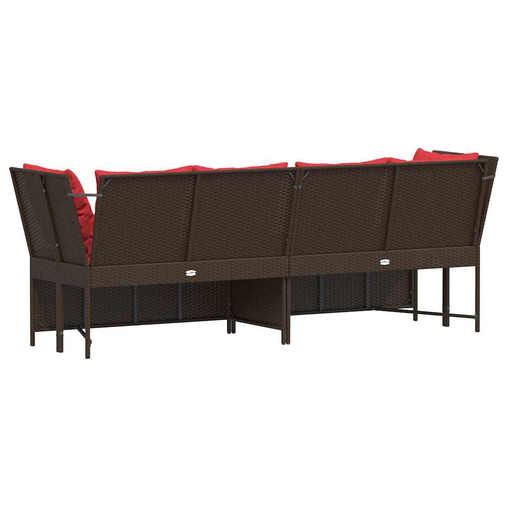 Gartensofa mit Kissen Braun Poly Rattan