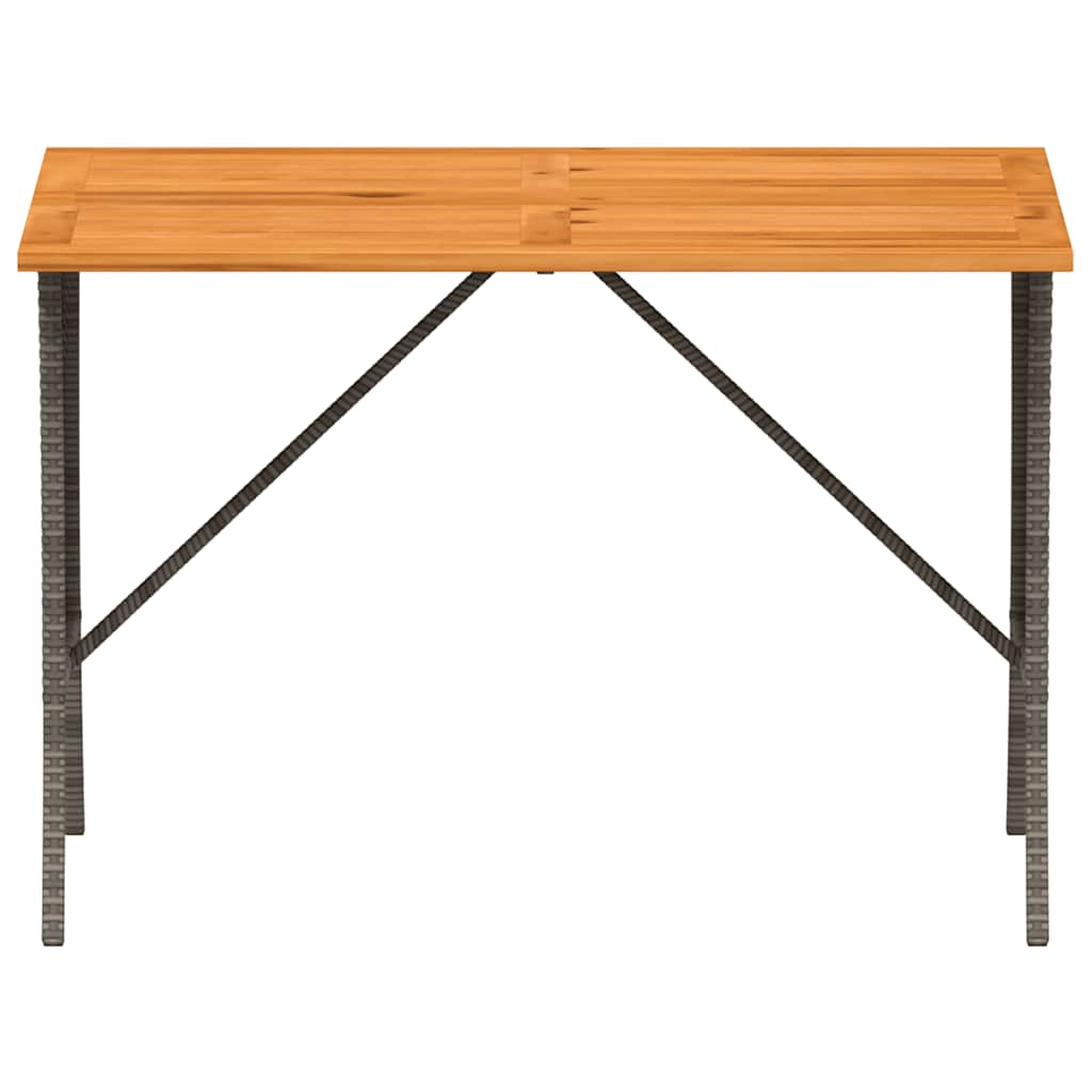 Gartentisch mit Akazienholzplatte Grau 105x75x72cm Poly Rattan