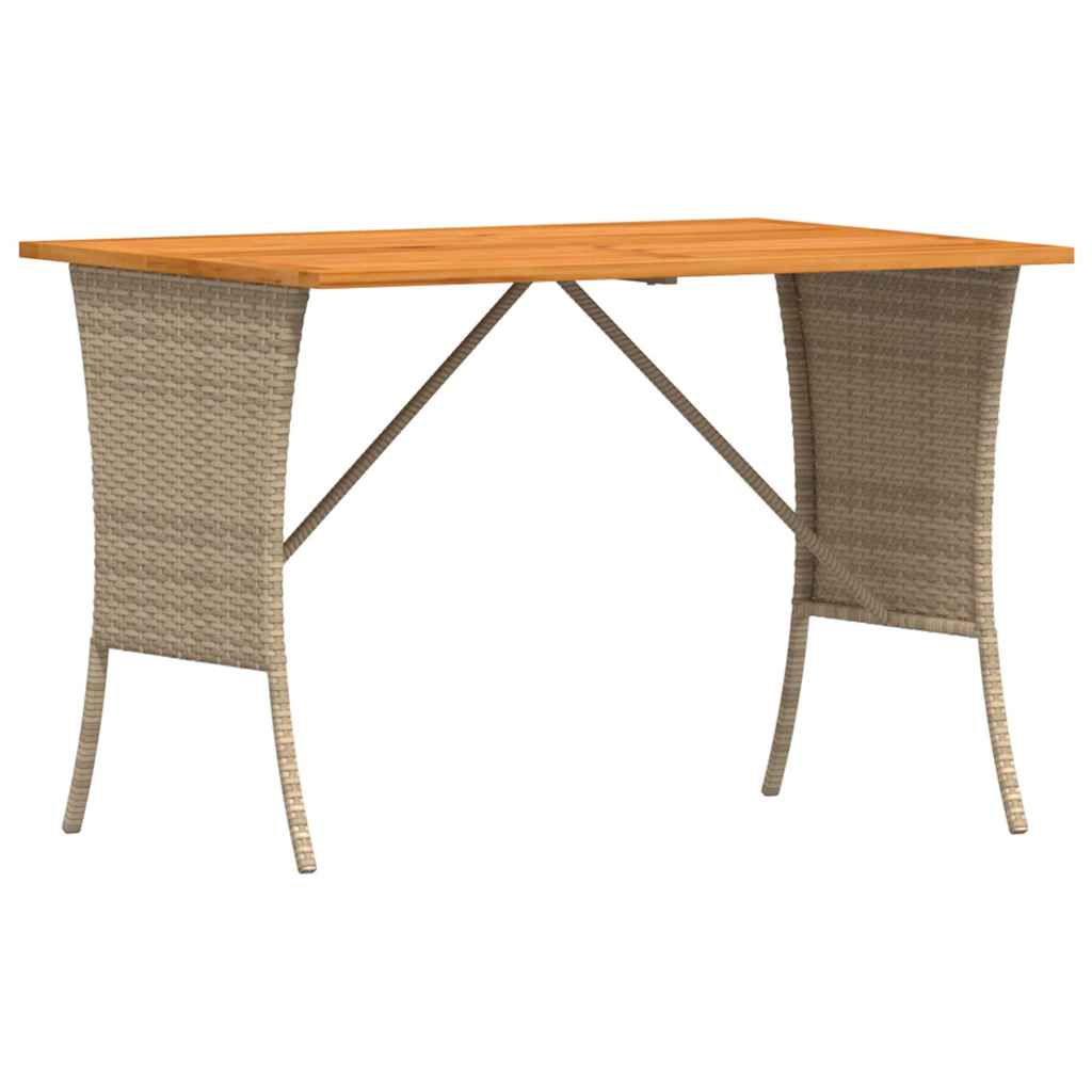 Gartentisch mit Akazienholzplatte Beige 105x75x72cm Poly Rattan