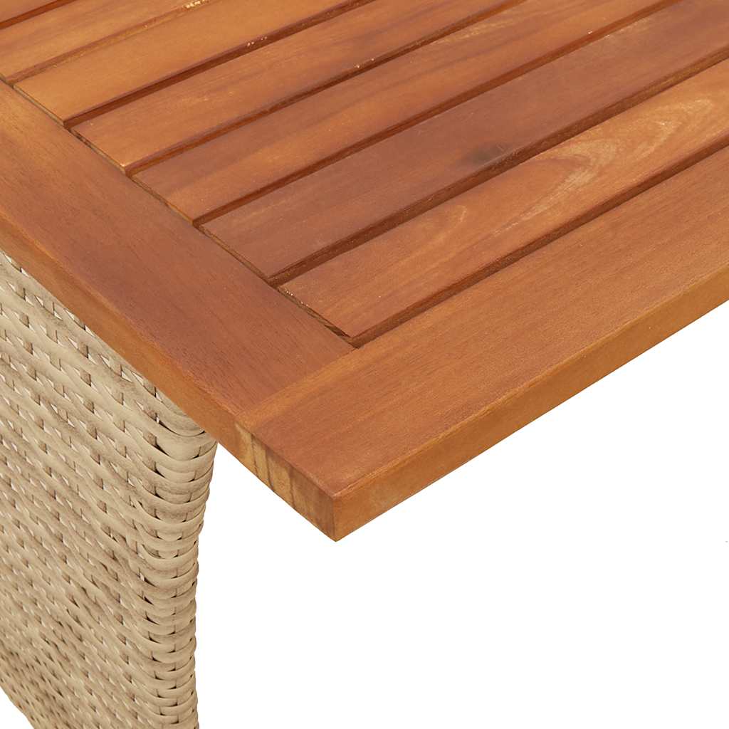 Gartentisch mit Akazienholzplatte Beige 105x75x72cm Poly Rattan