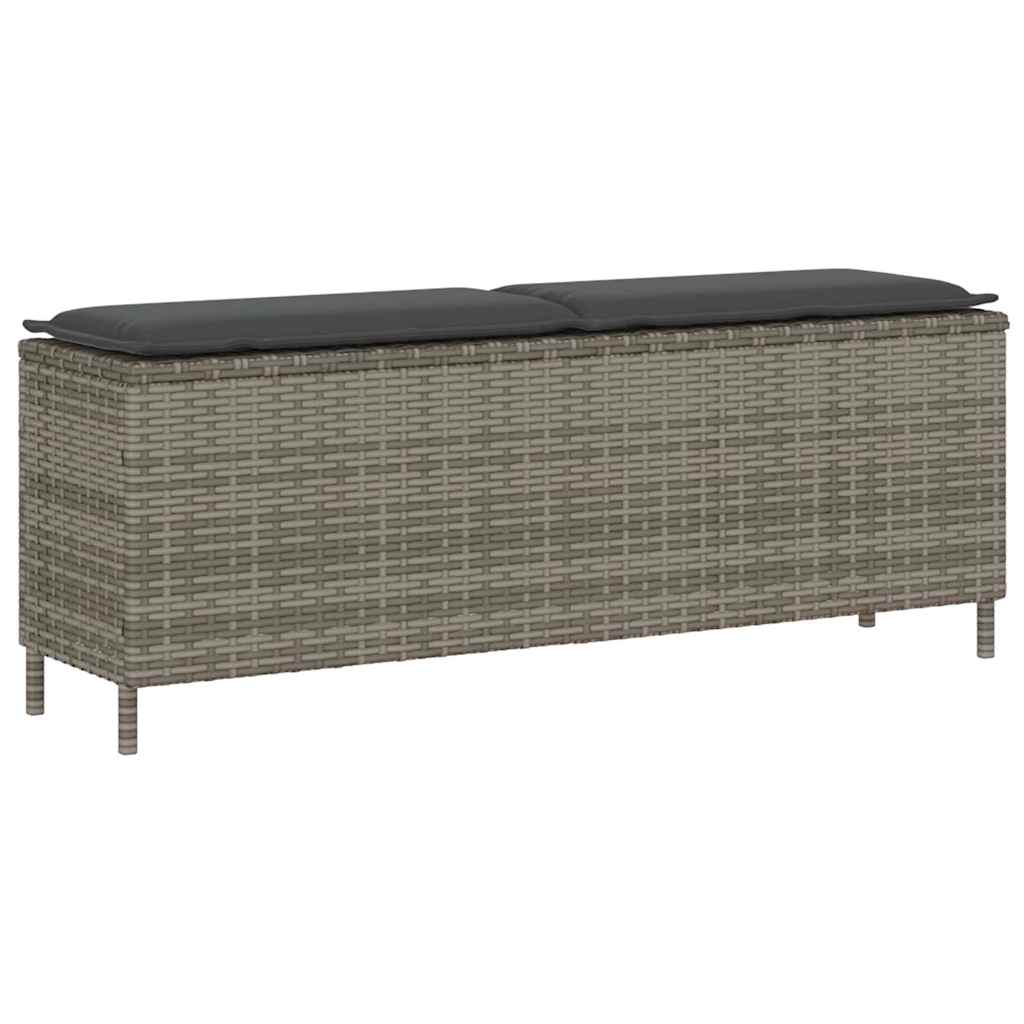 Gartenbank mit Kissen Grau 110x30x40,5 cm Poly Rattan