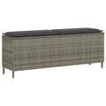 Gartenbank mit Kissen Grau 110x30x40,5 cm Poly Rattan