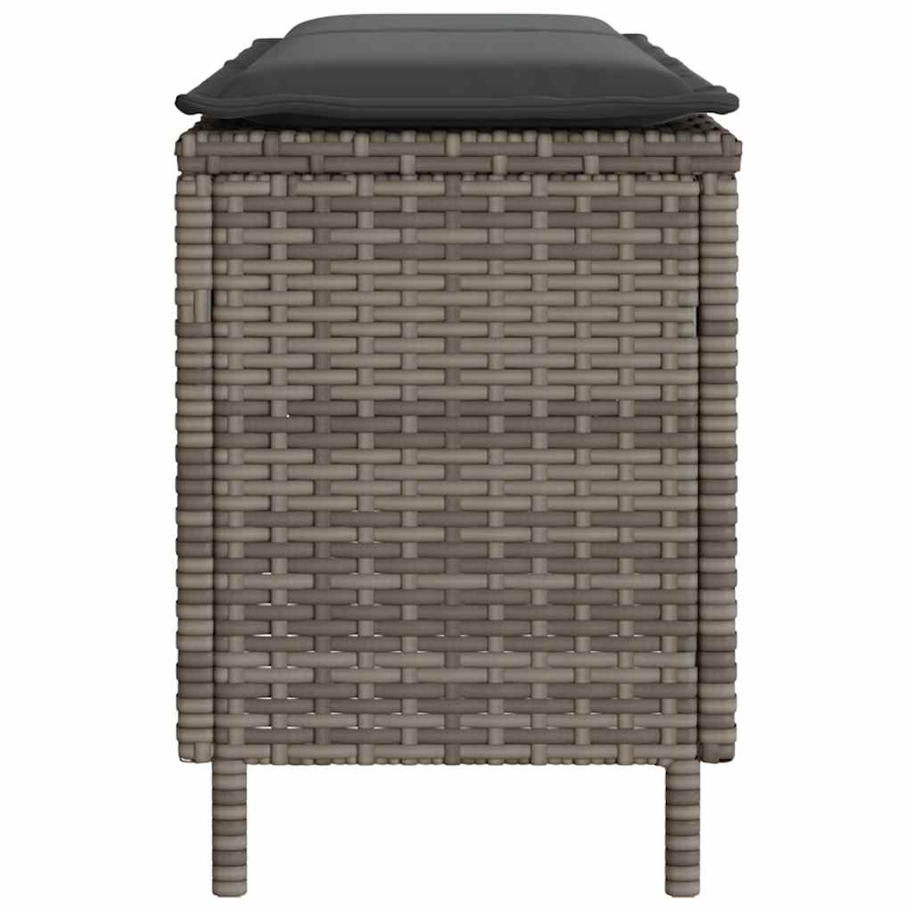 Gartenbank mit Kissen Grau 110x30x40,5 cm Poly Rattan