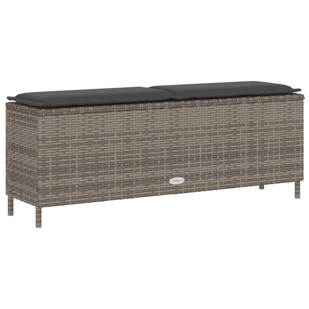 Gartenbank mit Kissen Grau 110x30x40,5 cm Poly Rattan