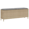 Gartenbank mit Kissen Beige 110x30x40,5 cm Poly Rattan