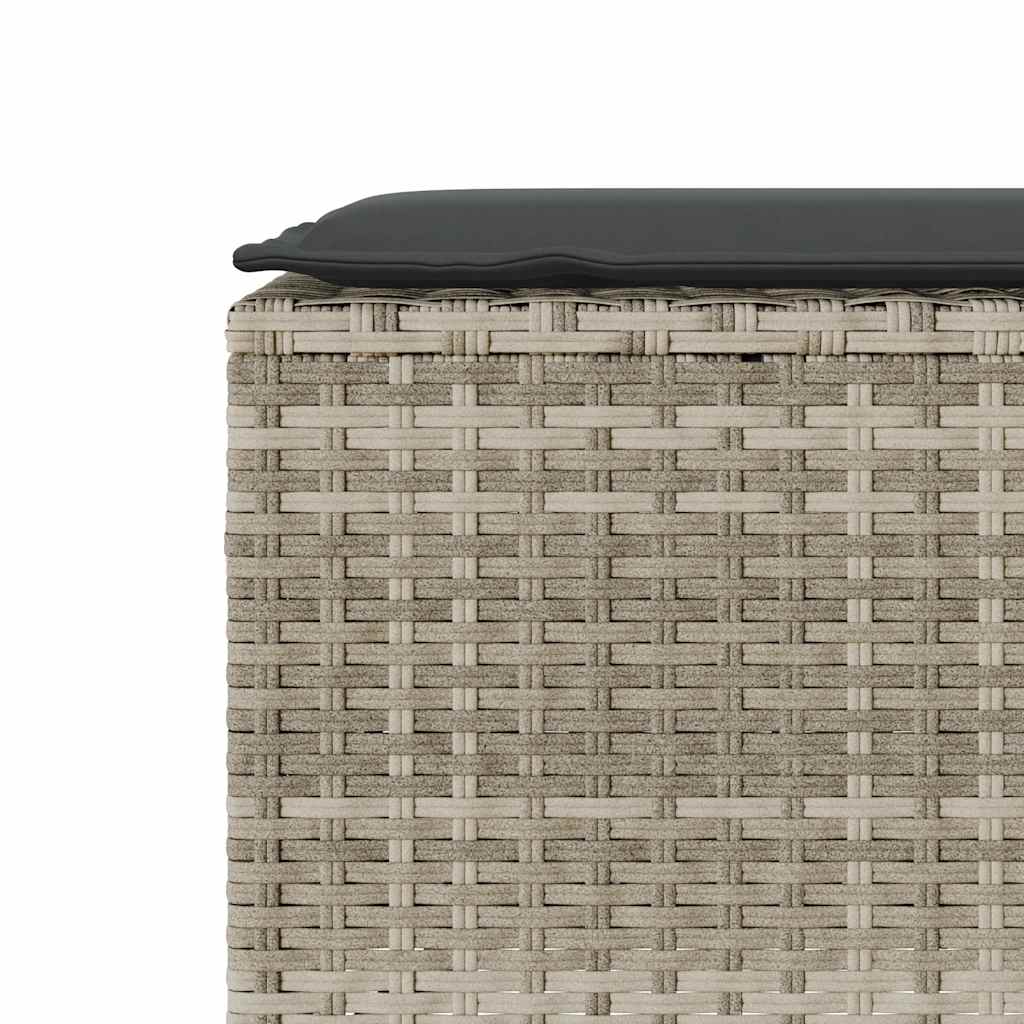 Gartenbank mit Kissen Hellgrau 110x30x40,5 cm Poly Rattan