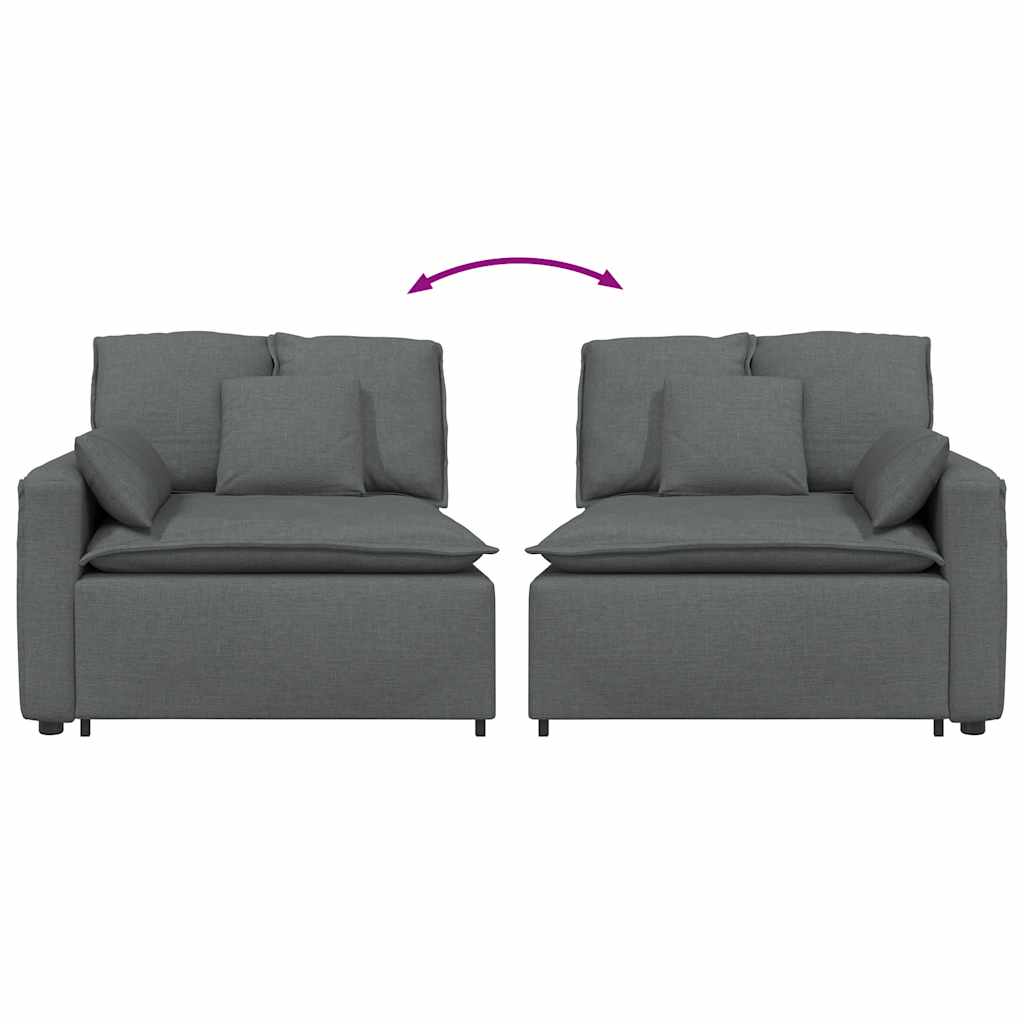 Modulares Sofa Endmodul mit Armlehne Kissen Dunkelgrau 100 cm