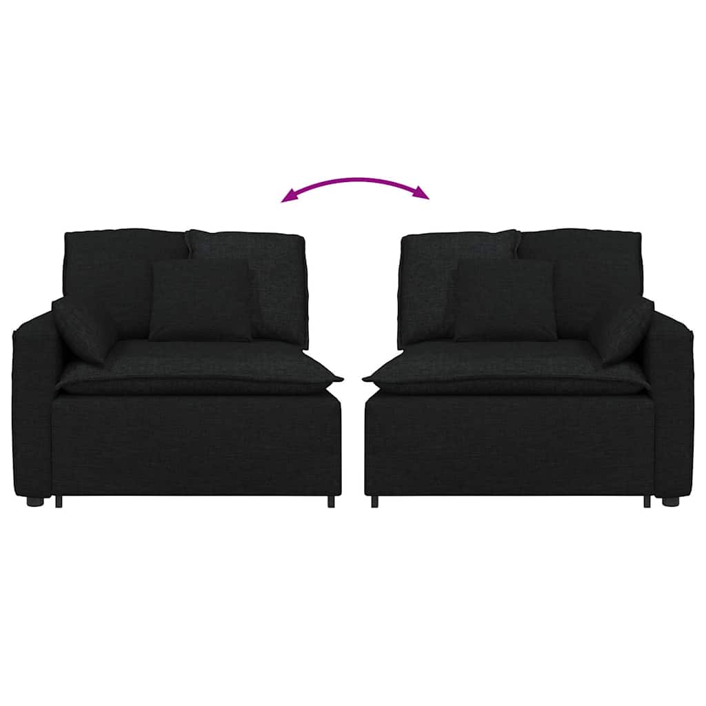 Modulares Sofa Endmodul mit Armlehne Kissen Schwarz 100 cm