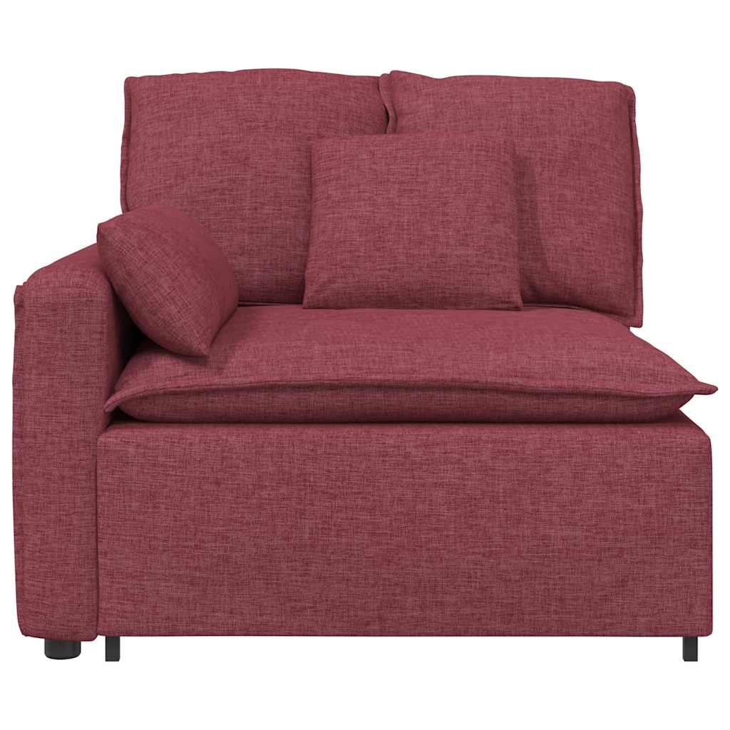 Modulares Sofa Endmodul mit Armlehne Kissen Weinrot 100 cm