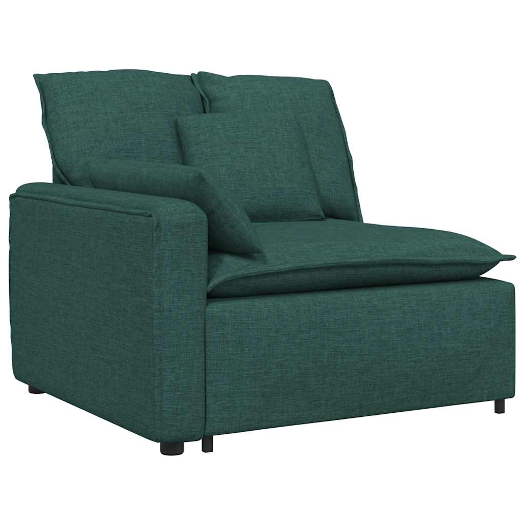 Modulares Sofa Endmodul mit Armlehne Kissen Dunkelgrün 100 cm