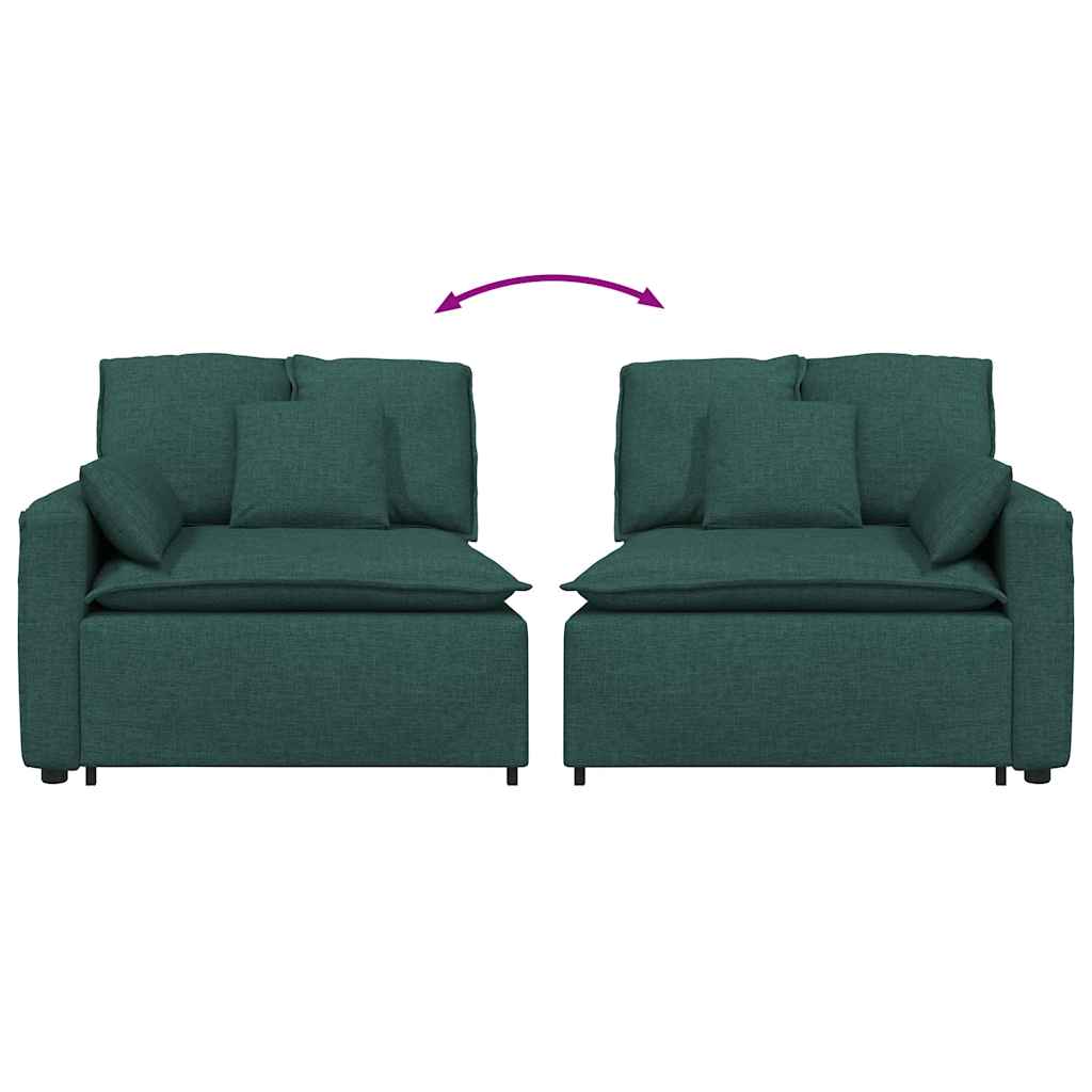 Modulares Sofa Endmodul mit Armlehne Kissen Dunkelgrün 100 cm