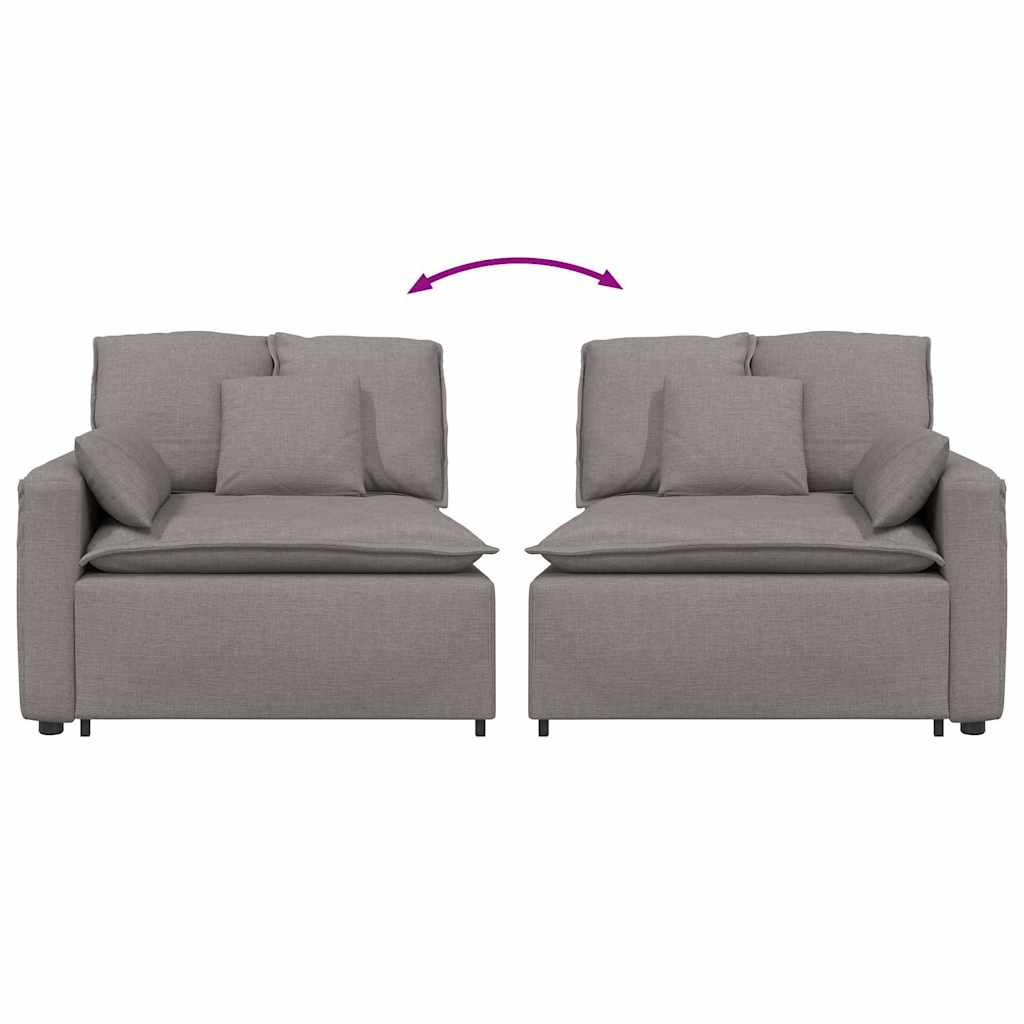 Modulares Sofa Endmodul mit Armlehne Kissen Taupe 100 cm