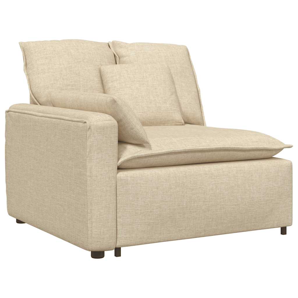 Modulares Sofa Endmodul mit Armlehne Kissen Creme 100 cm