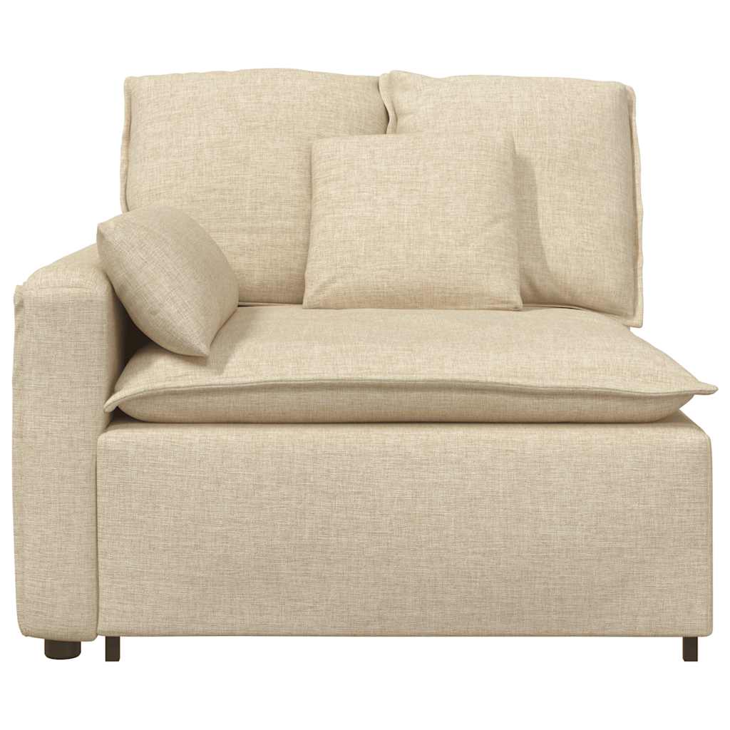 Modulares Sofa Endmodul mit Armlehne Kissen Creme 100 cm