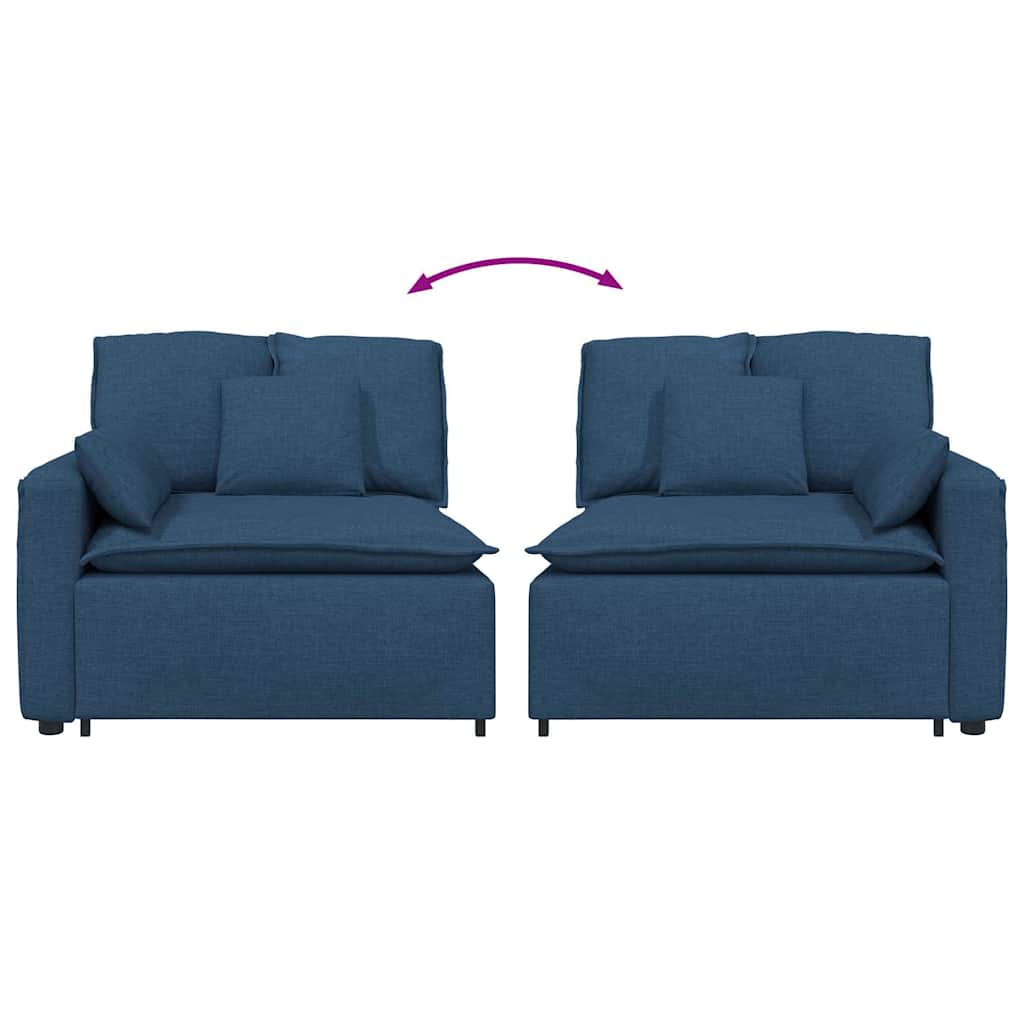Modulares Sofa Endmodul mit Armlehne Kissen Blau 100 cm